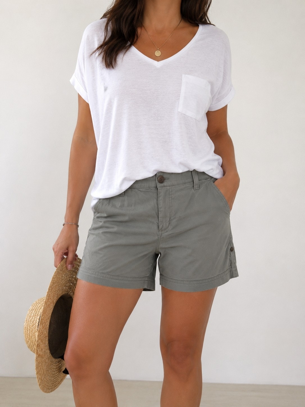 Boston Traders Womens Cargo Shorts Size 14 Gray Cotton Stretch Casual Hiking